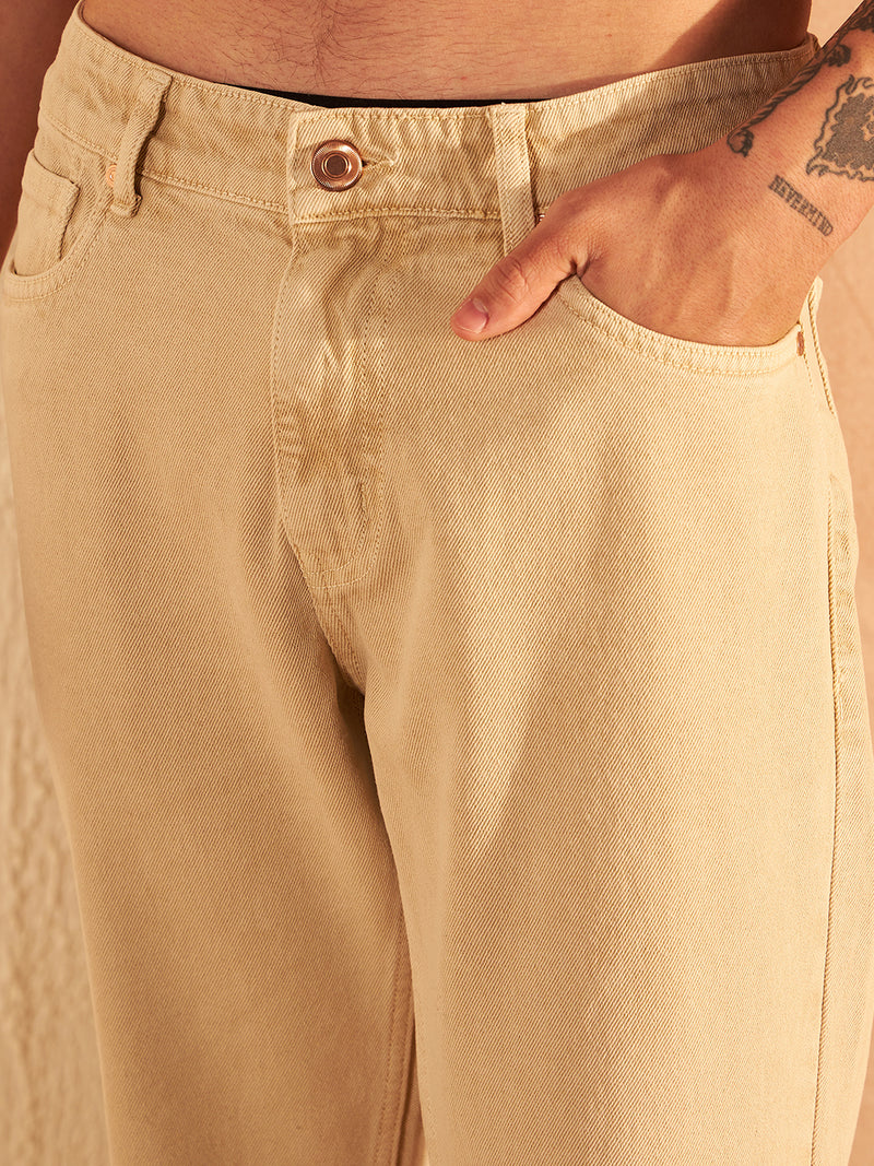 Beige: Korean Baggy Jeans