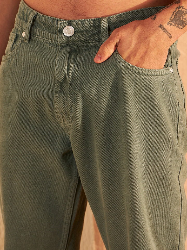 Men's Mint Green Korean Baggy Fit Jeans