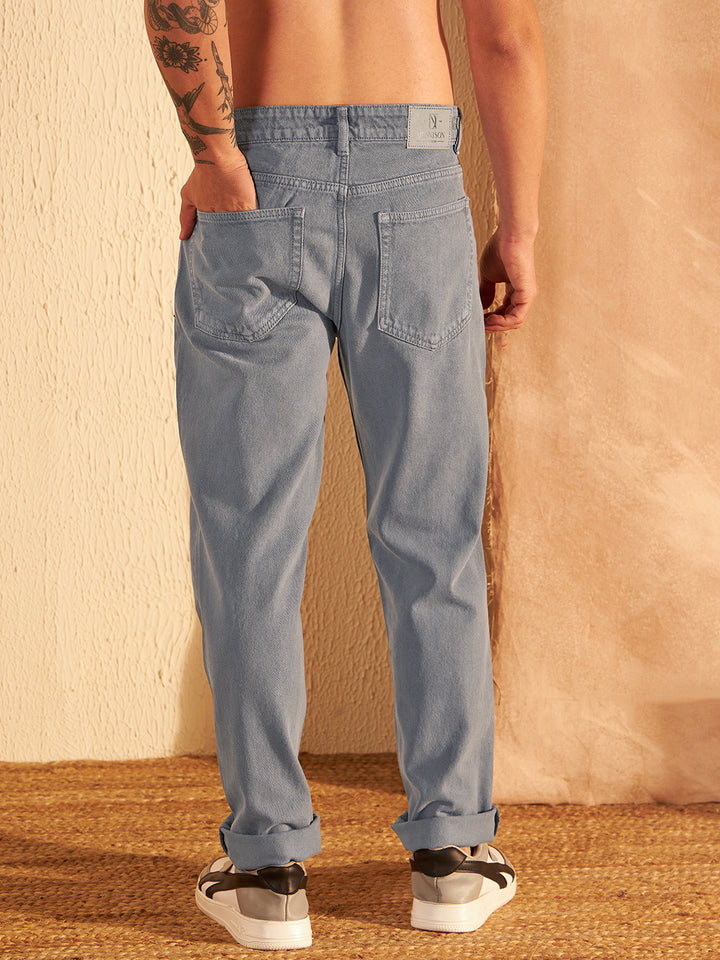 Men's Grey Korean Baggy Fit Jeans