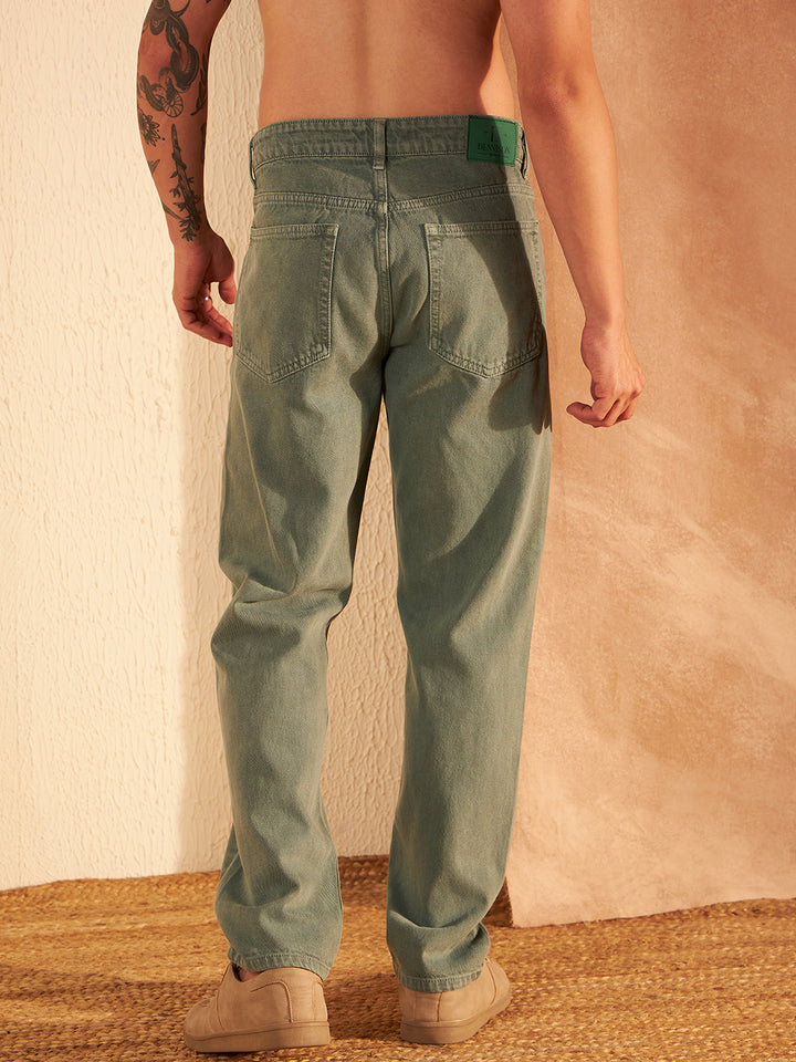 Men's Mint Green Korean Baggy Fit Jeans