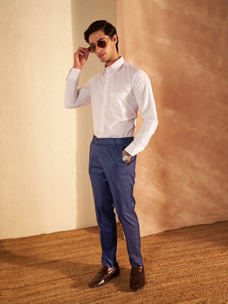 DENNISON Men Navy Blue Formal Trouser