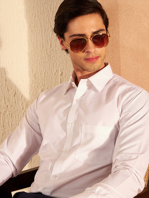 White: Solid Formal Shirt