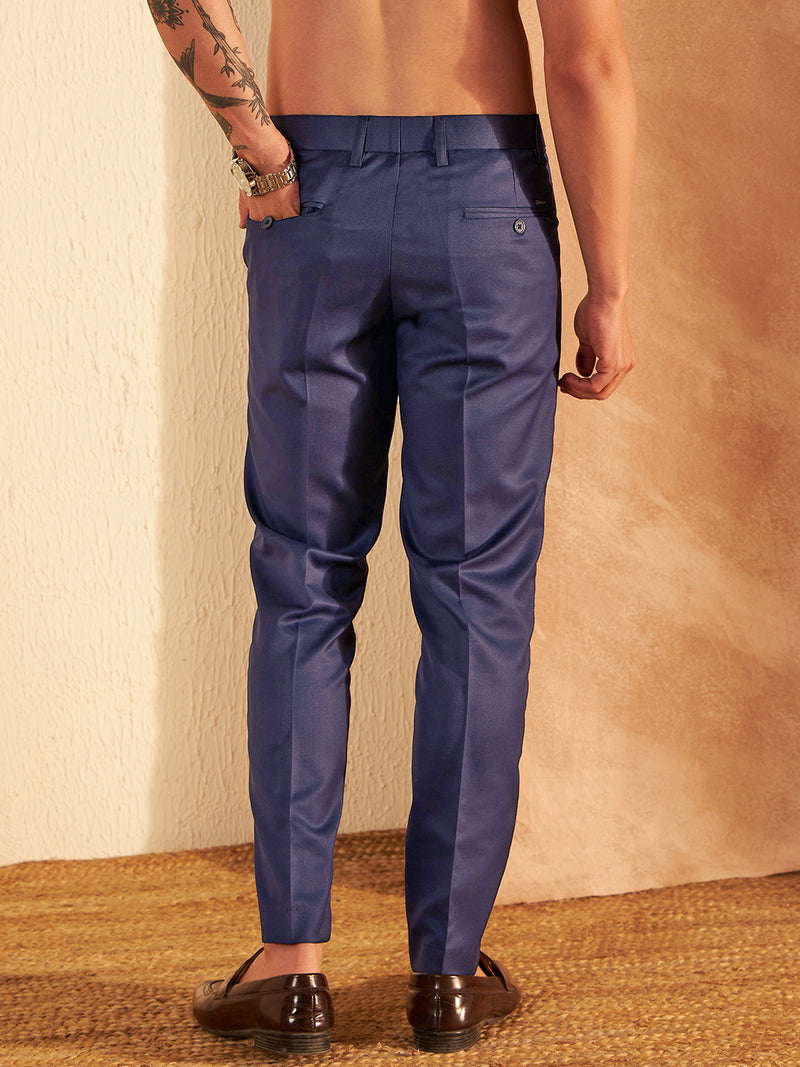 DENNISON Men Navy Blue Formal Trouser