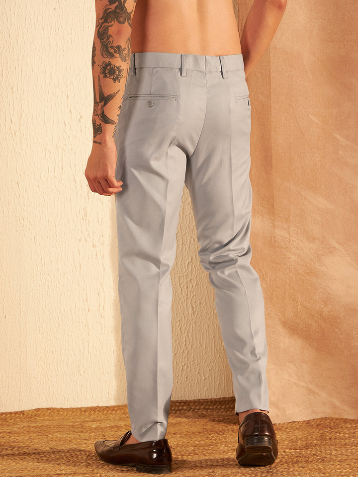 DENNISON Men Light Grey Formal Trouser