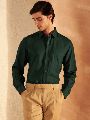 Green: Solid Formal Shirt