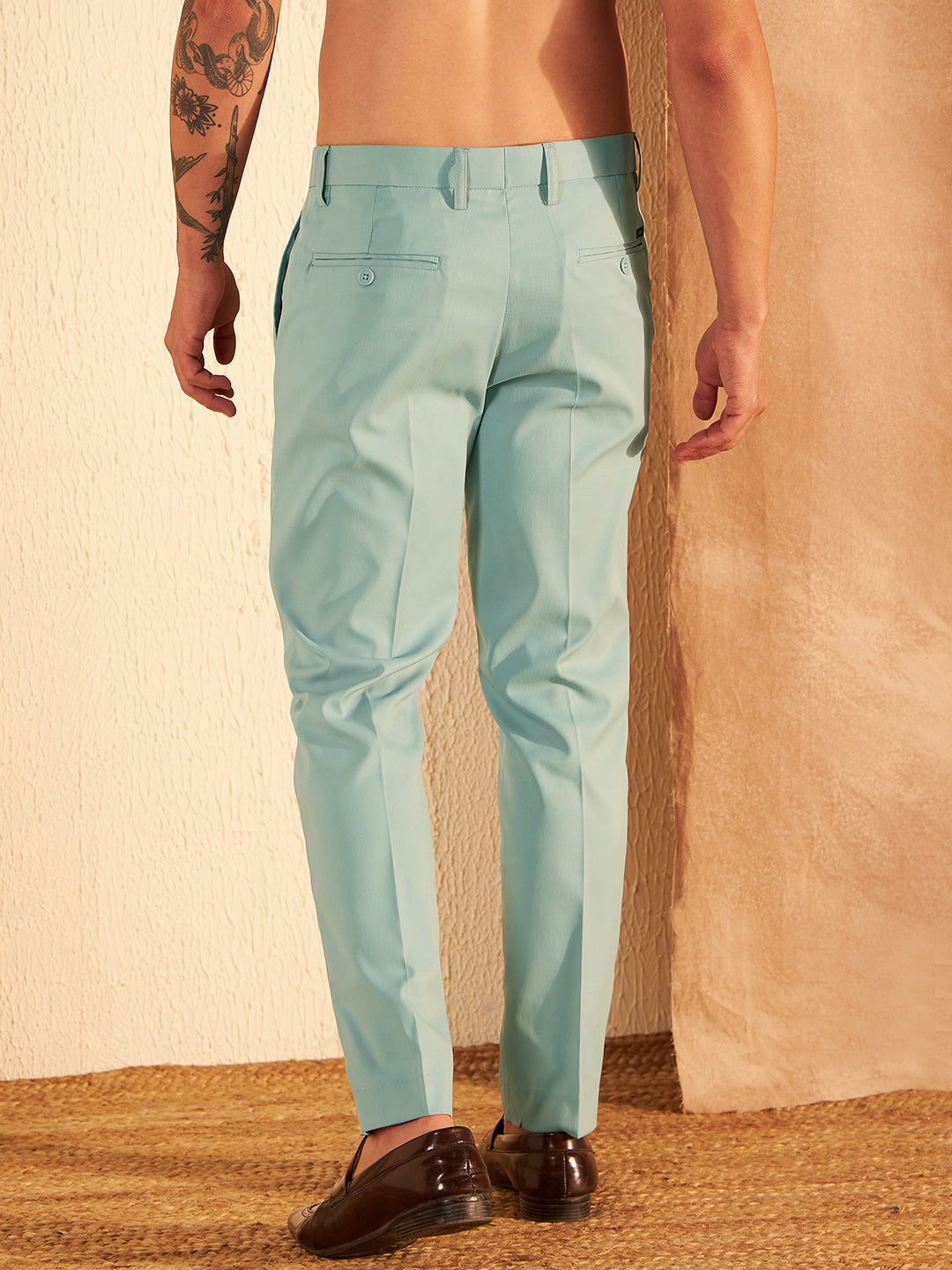 DENNISON Men Light Blue Formal Trouser