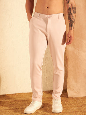 DENNISON Men Beige Lycra Trouser