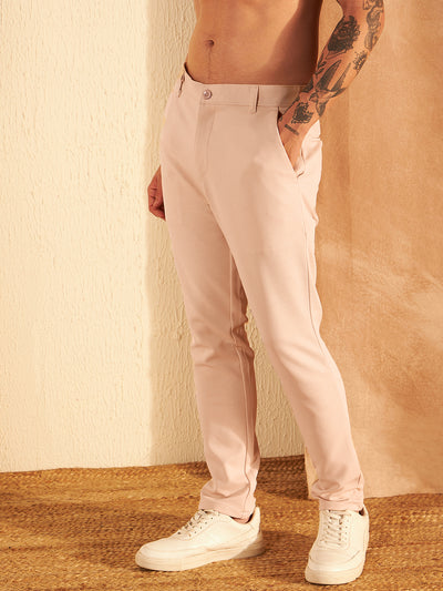 DENNISON Men Beige Lycra Trouser