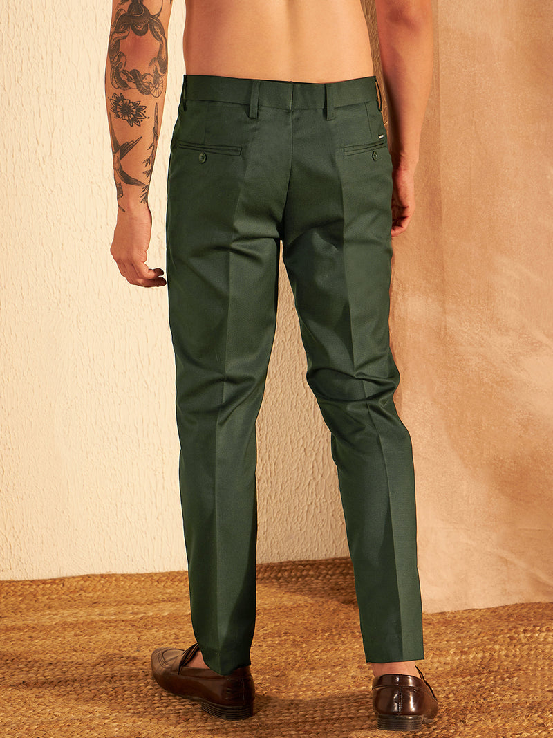 DENNISON Men Dark Green Formal Trouser