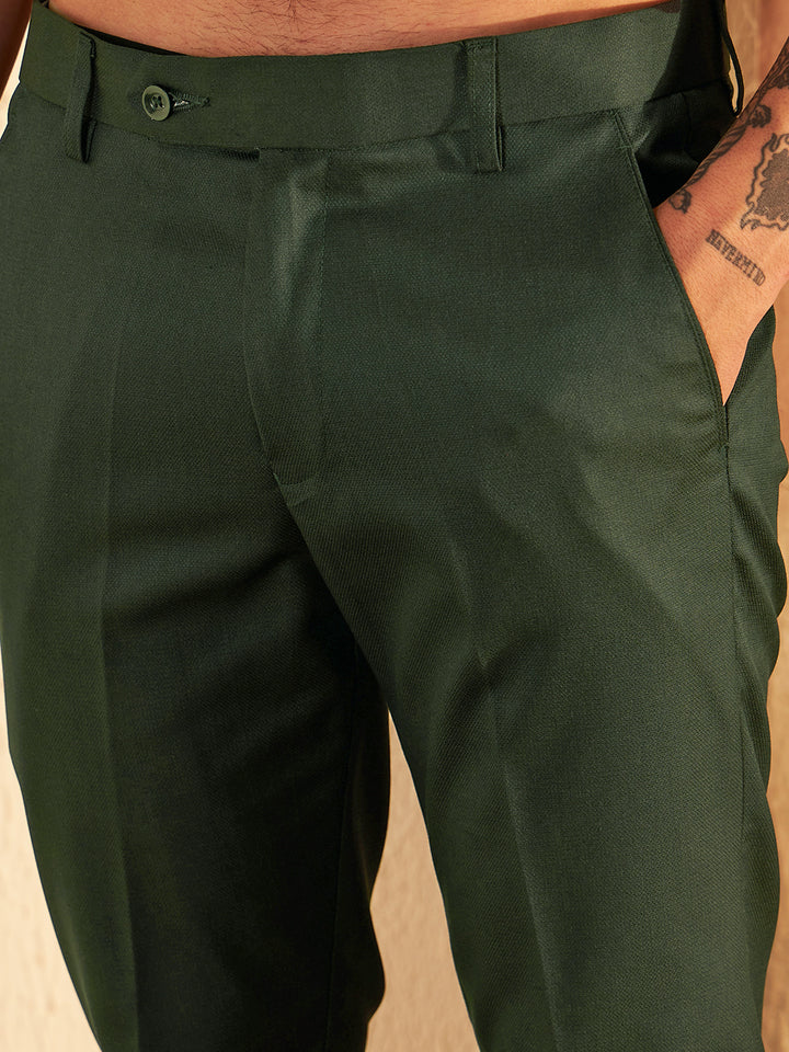 DENNISON Men Dark Green Formal Trouser
