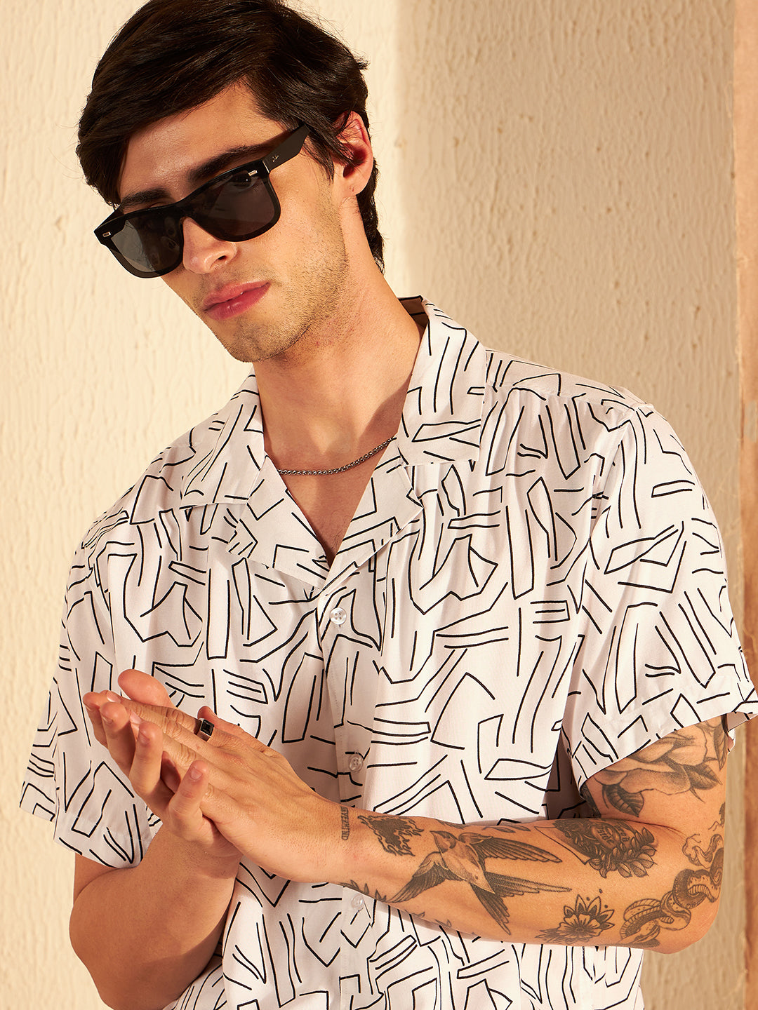 DENNISON Geometric Printed Cuban Collar Shirt & Short