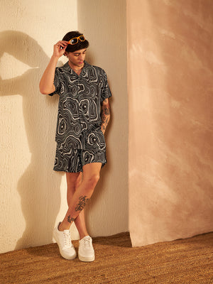 Black Abstract Printed Co-ord