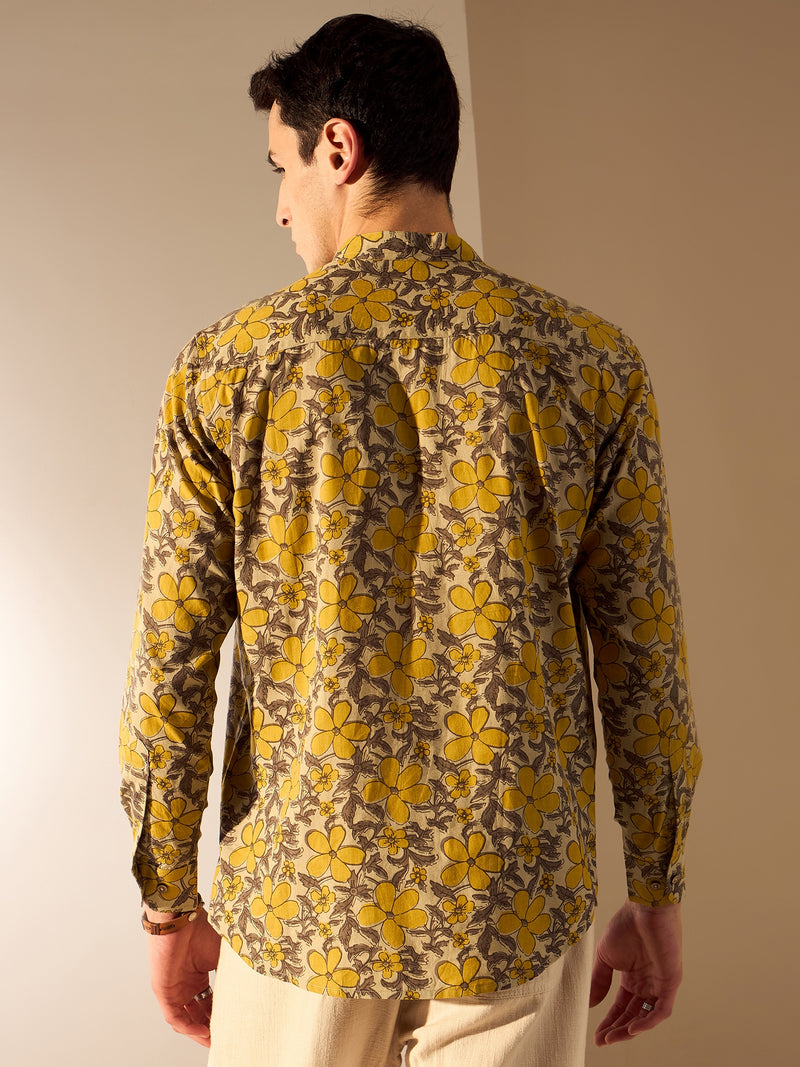 Cream & Yellow: Hand Block Sustainable Short Kurta