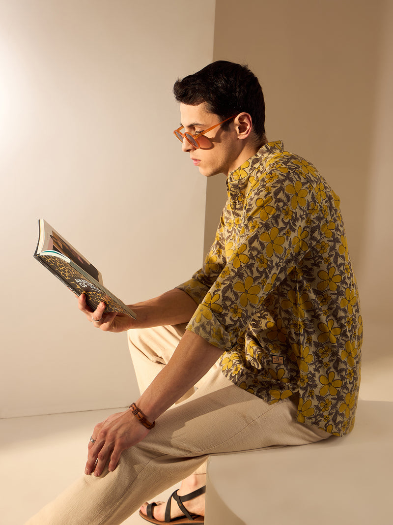 Cream & Yellow: Hand Block Sustainable Short Kurta