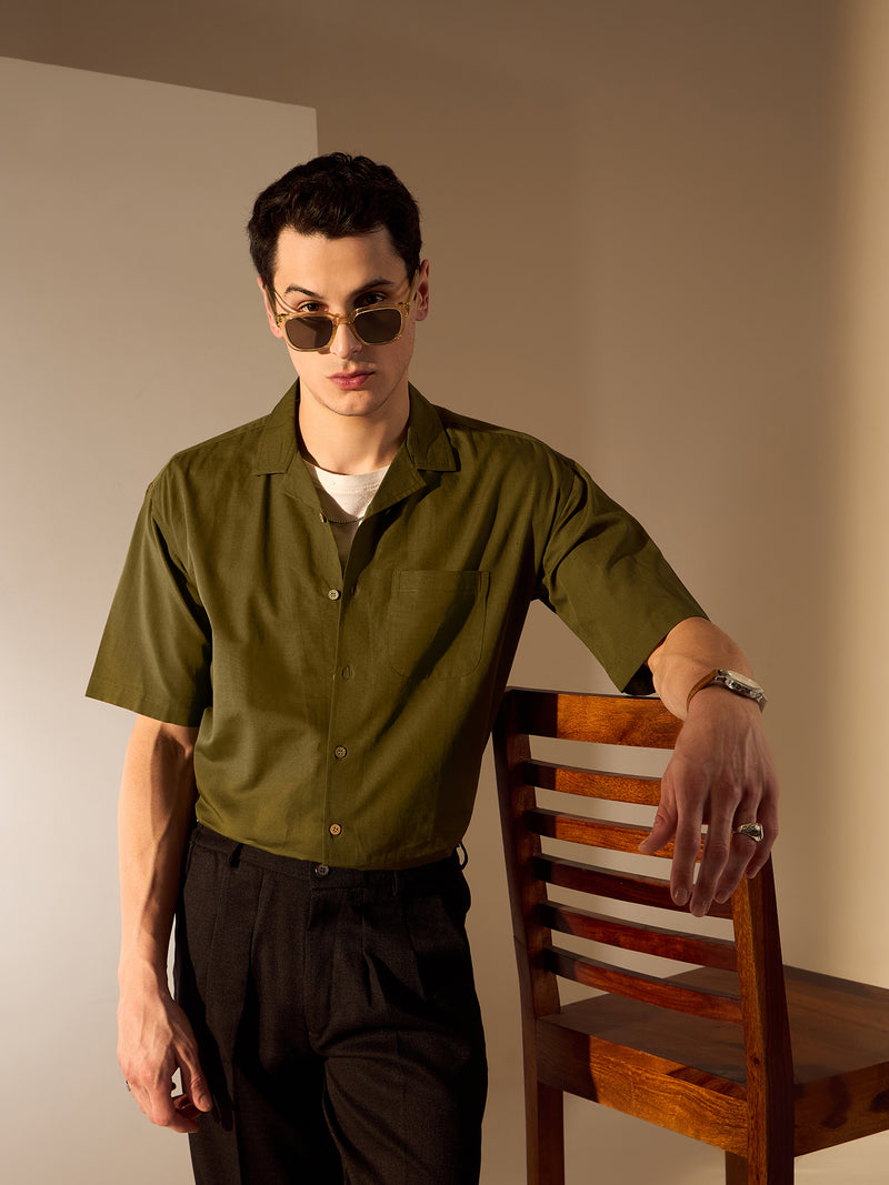 Olive Green Colored Sustainable Hemp Oversize Shirt