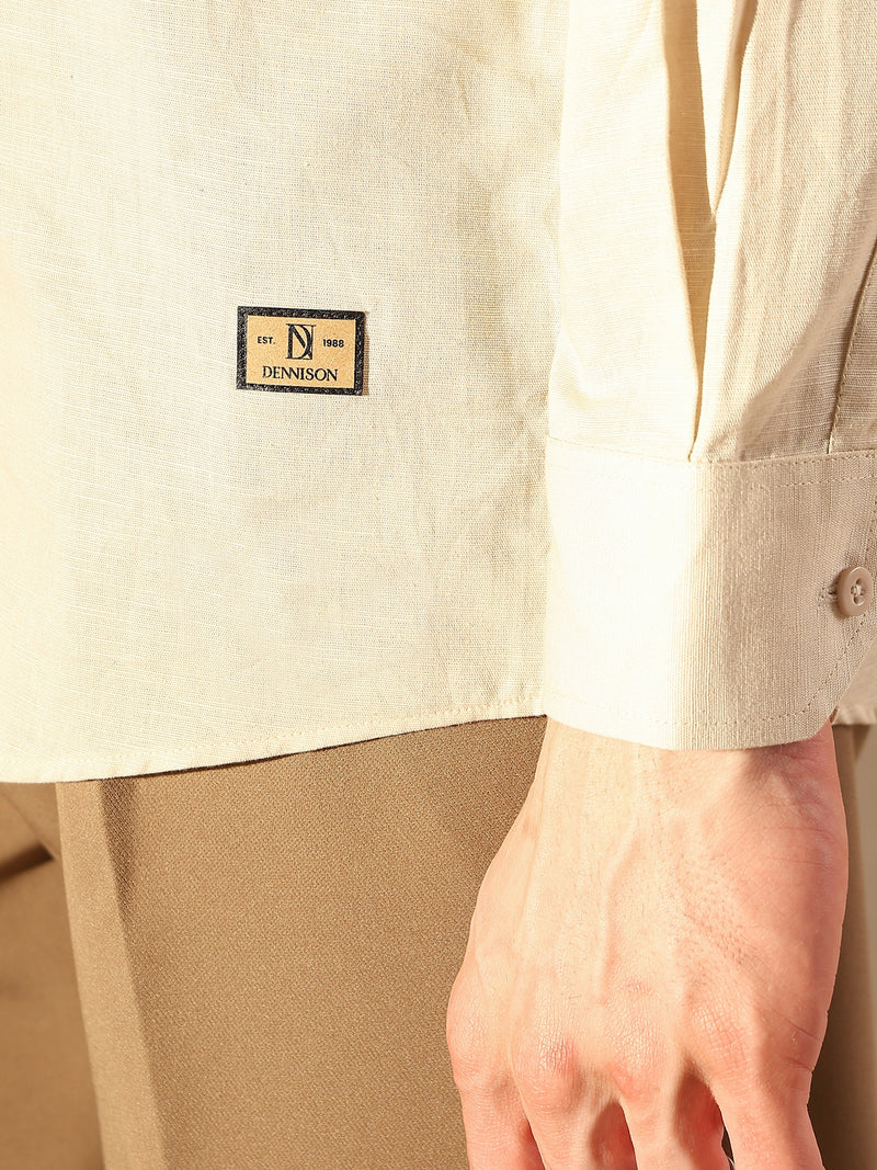 Beige Double Pocket Cotton Linen Shirt