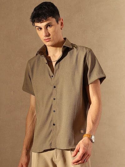 Grey: Popcorn Textured Oversized Shirt