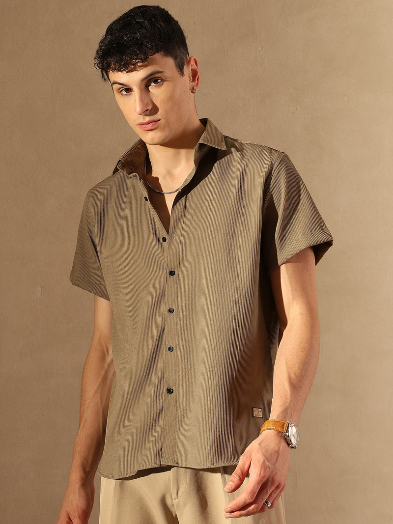 Grey: Popcorn Textured Oversized Shirt