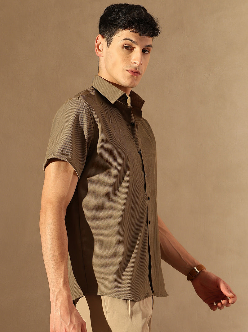 Grey: Popcorn Textured Oversized Shirt