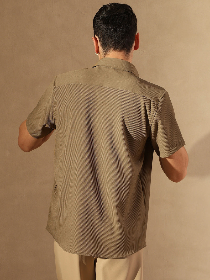 Grey: Popcorn Textured Oversized Shirt