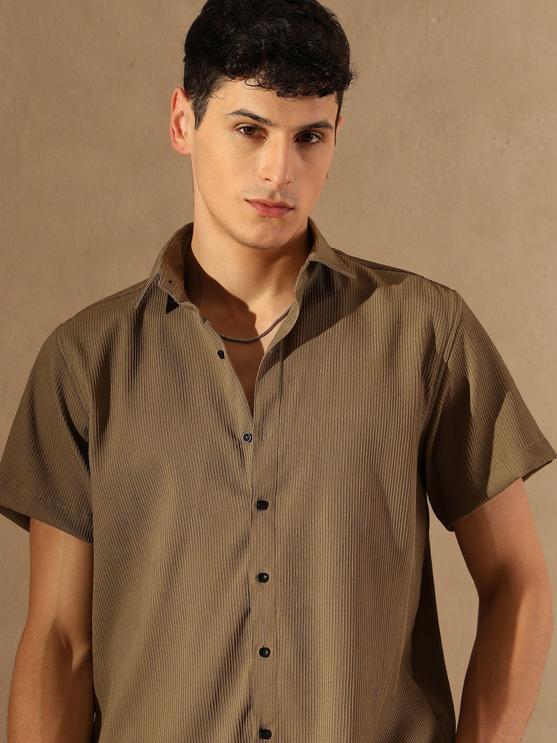 Grey: Popcorn Textured Oversized Shirt