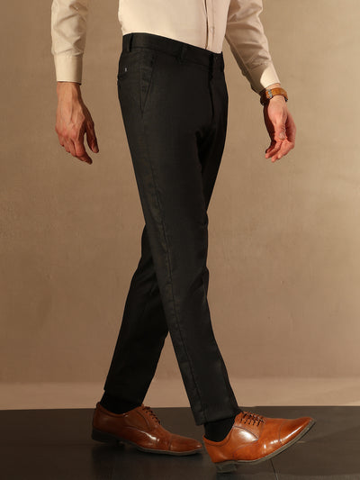 Black Tapered Fit Pleated Trousers