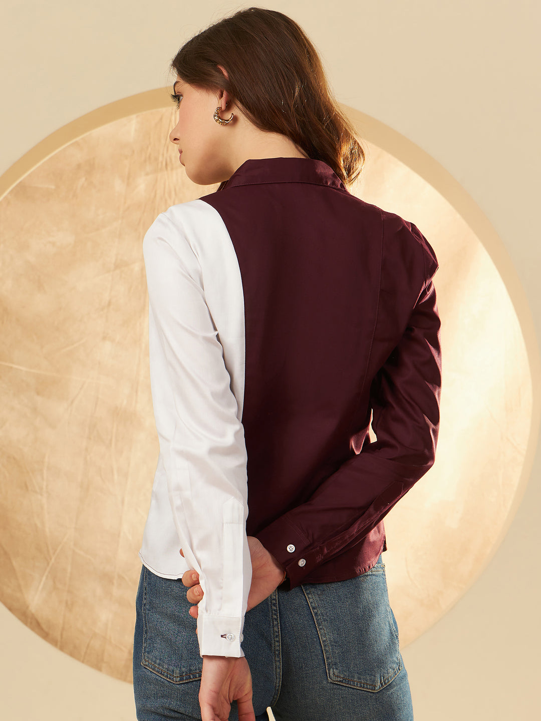 DENNISON Women Smart Slim Fit Colourblocked Casual Shirt