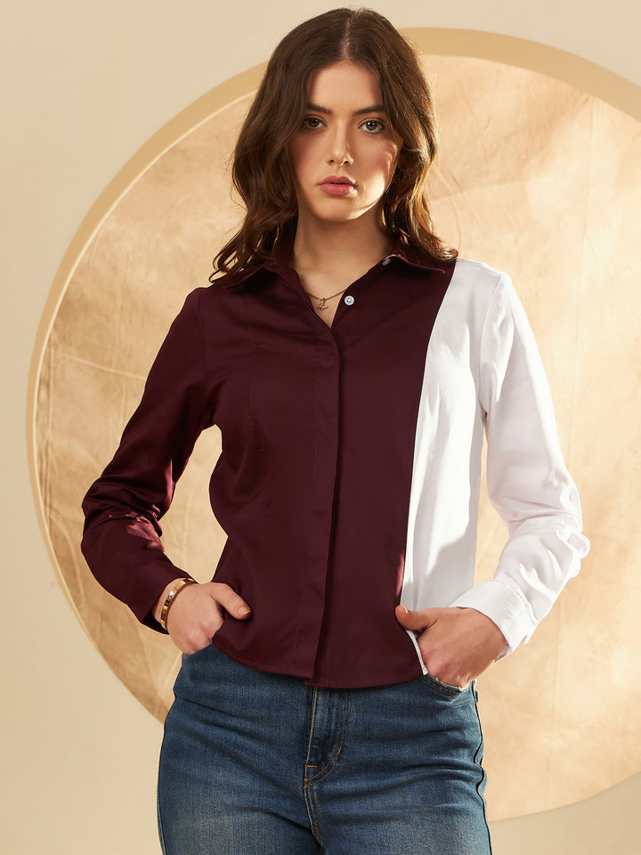 DENNISON Women Smart Slim Fit Colourblocked Casual Shirt
