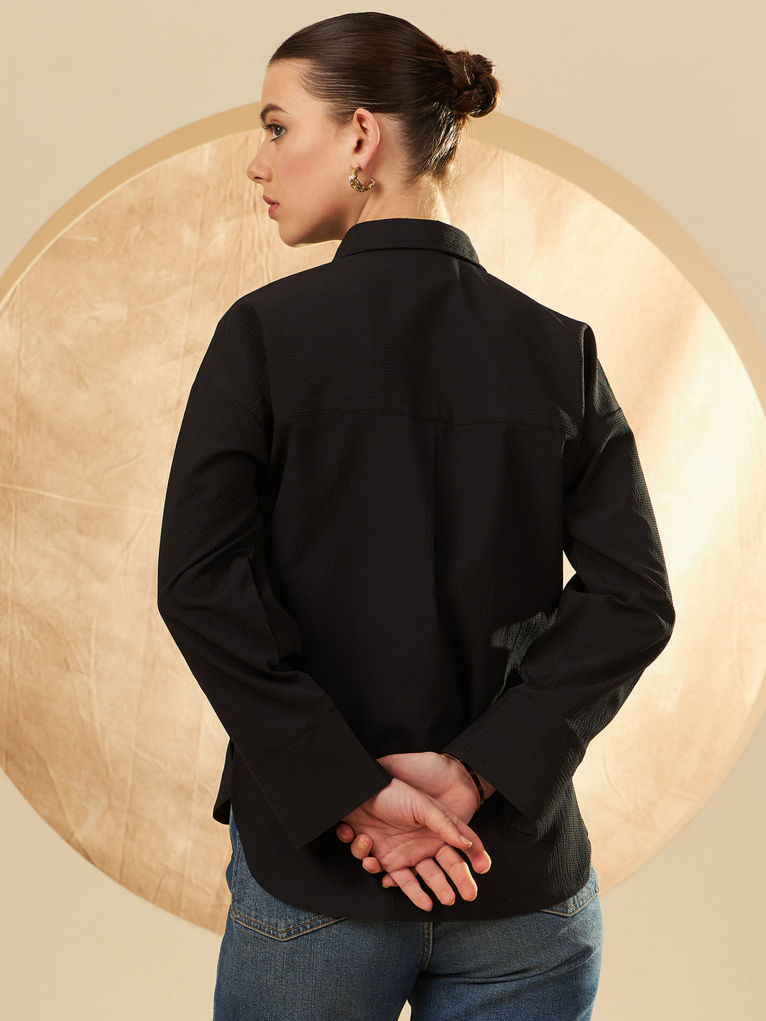 Women's Black Oversized Casual Shirt