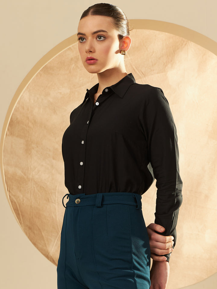 DENNISON Women Black Solid Formal Shirt