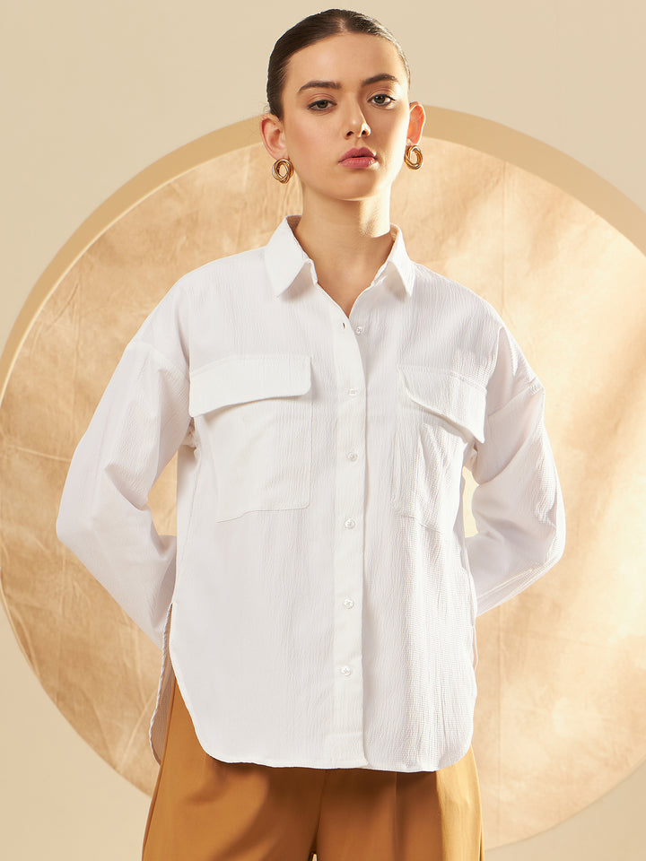 Women's White Oversized Casual Shirt