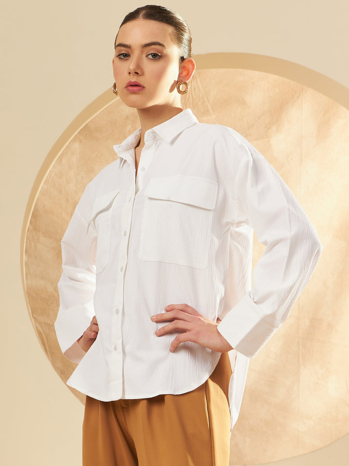 Women's White Oversized Casual Shirt
