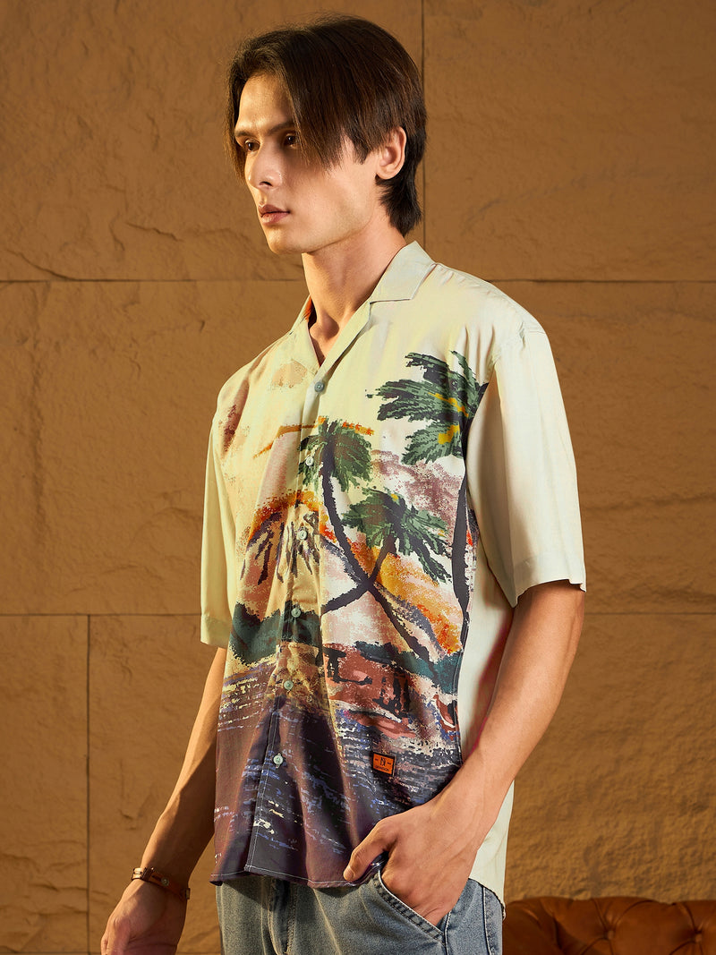 Digital Printed Drop Shoulder Oversized Casual Shirt