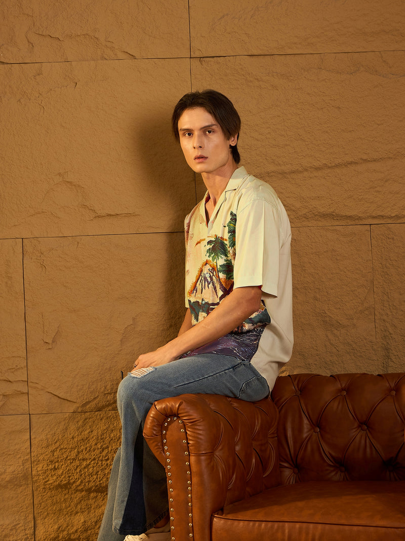 Digital Printed Drop Shoulder Oversized Casual Shirt