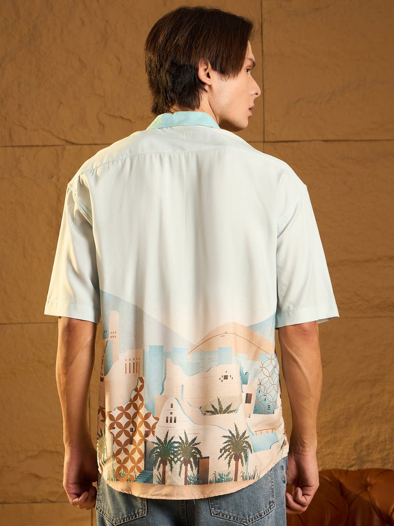 Digital Printed Drop Shoulder Oversized Casual Shirt