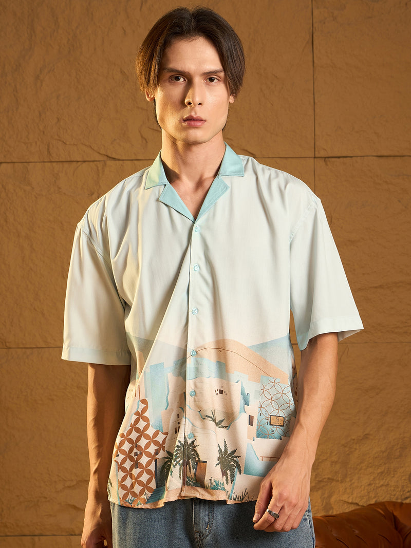 Digital Printed Drop Shoulder Oversized Casual Shirt