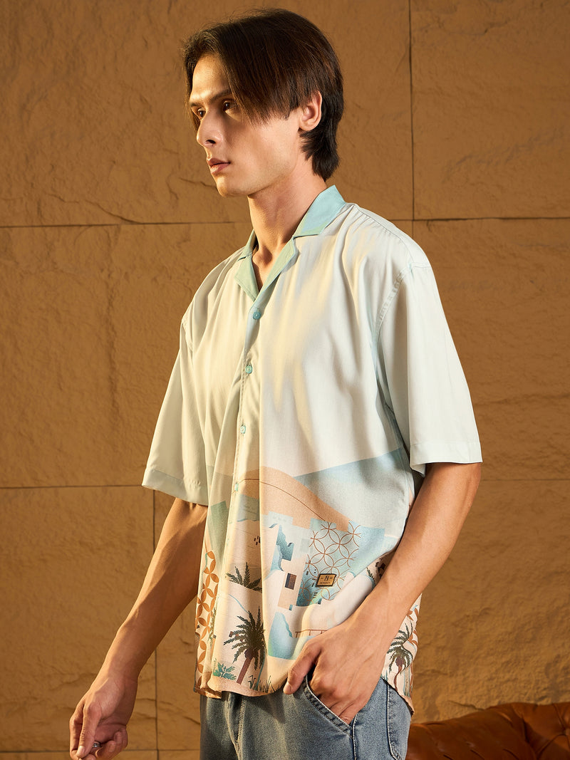 Digital Printed Drop Shoulder Oversized Casual Shirt