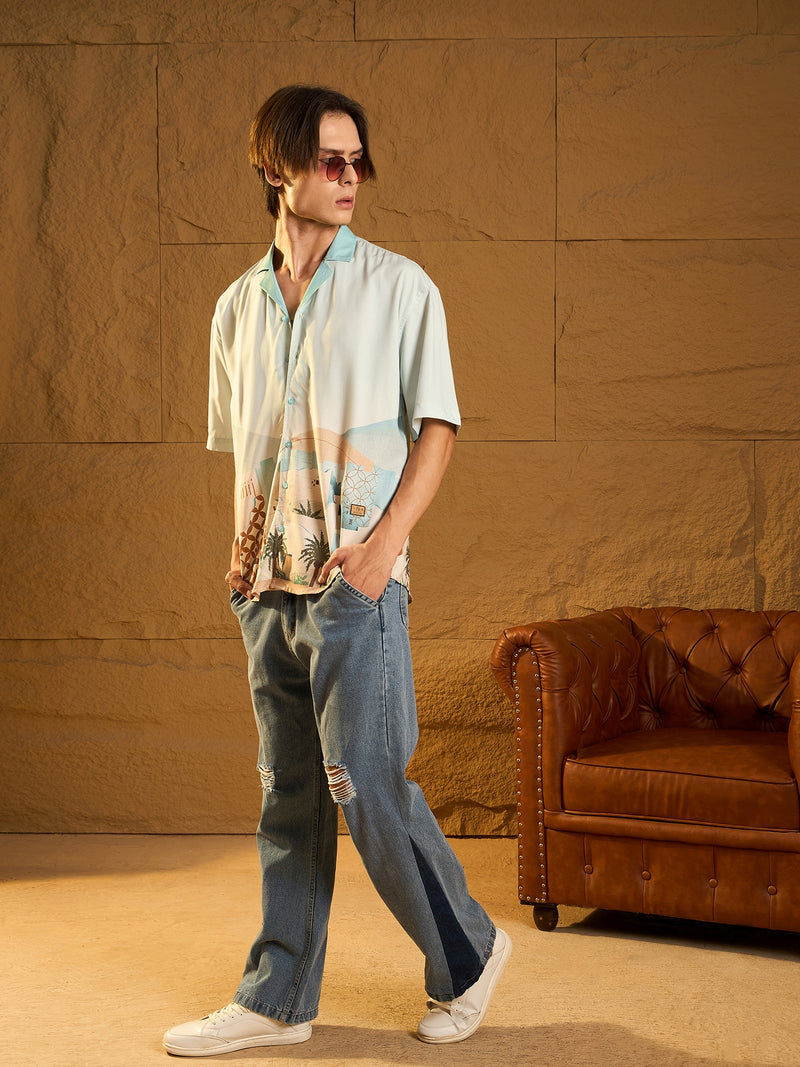 Digital Printed Drop Shoulder Oversized Casual Shirt
