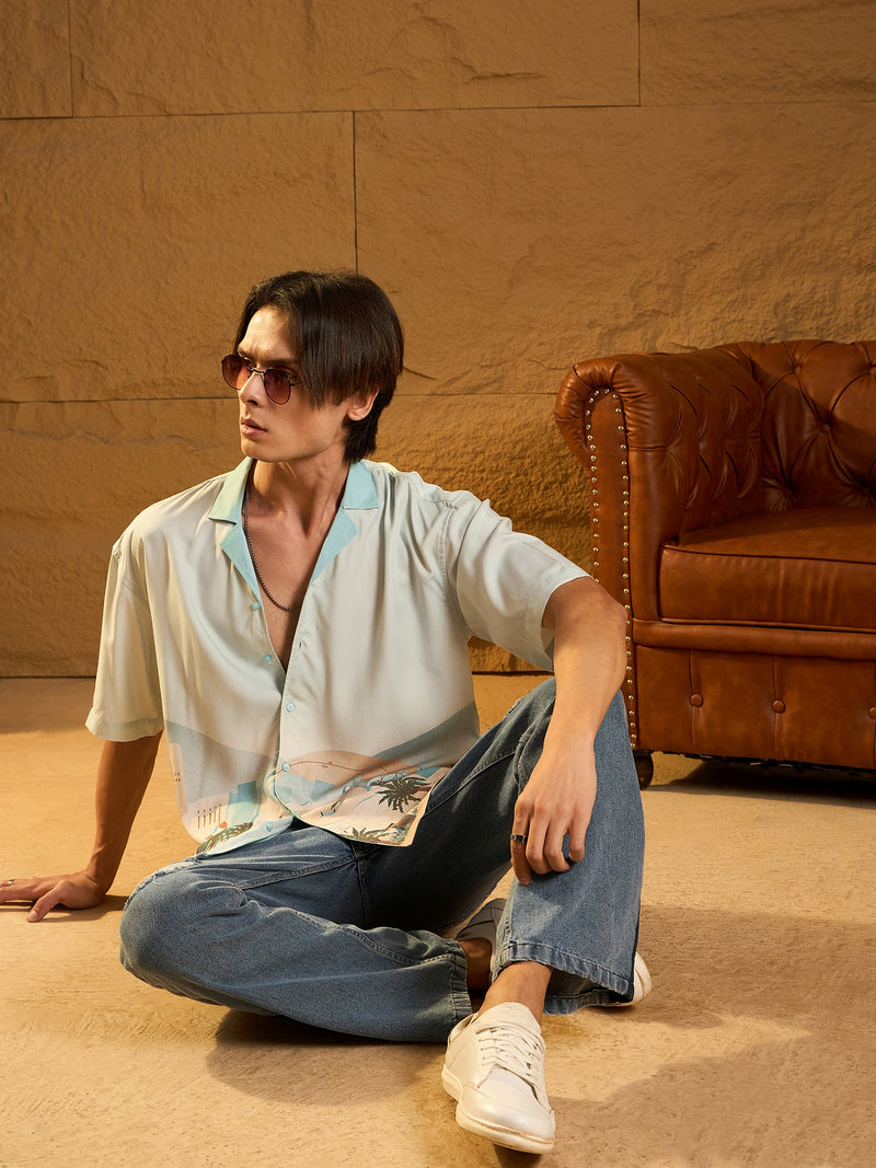 Digital Printed Drop Shoulder Oversized Casual Shirt