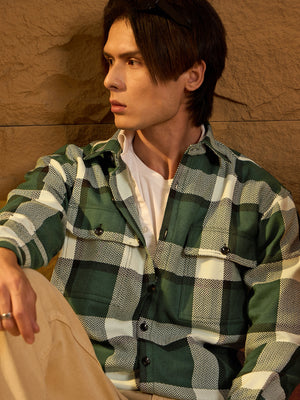 Green Dubble Pocket Drop Shoulder Shacket