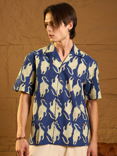 Drop Shoulder Oversized Printed Cotton Casual Shirt