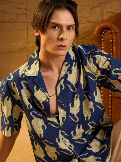 Drop Shoulder Oversized Printed Cotton Casual Shirt