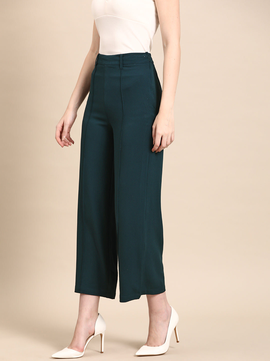 DENNISON Smart High-Rise Relaxed Fit Cropped Trousers