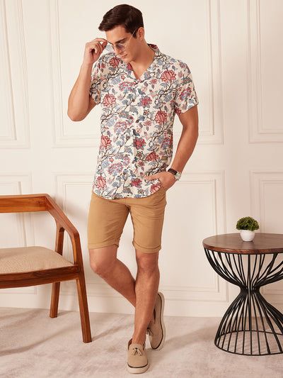 DENNISON Men White Block Printed Shirt