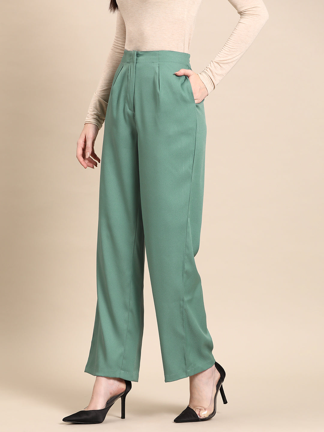 DENNISON High-Rise Pleated Trousers