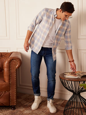 DENNISON Smart Checked Button-Down Collar Casual Shirt