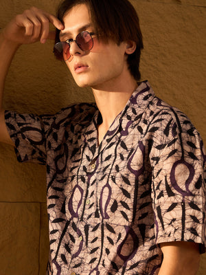 Abstract Print Drop Shoulder Oversized Casual Shirt