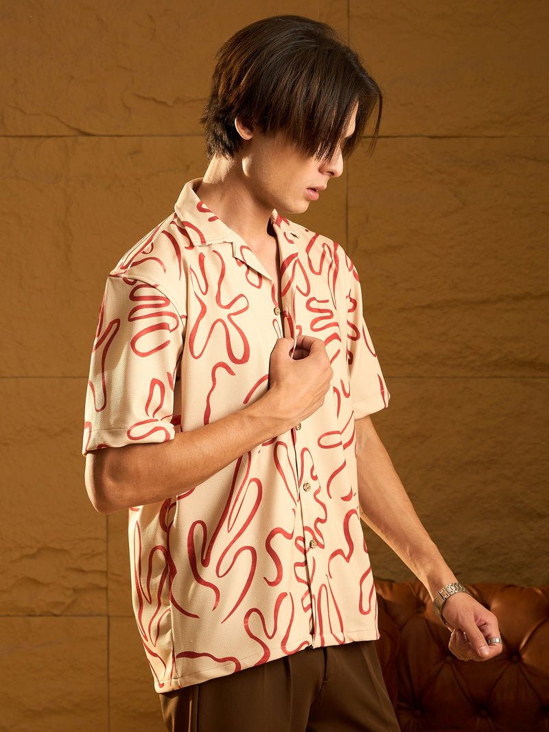 Drop Shoulder Oversized Printed Casual Shirt