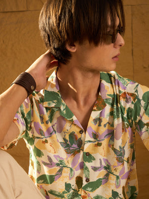 Floral Printed Drop Shoulder Oversized Rayon Shirt