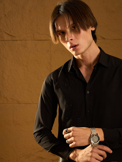 Black: Full Sleeves Partywear Shirt